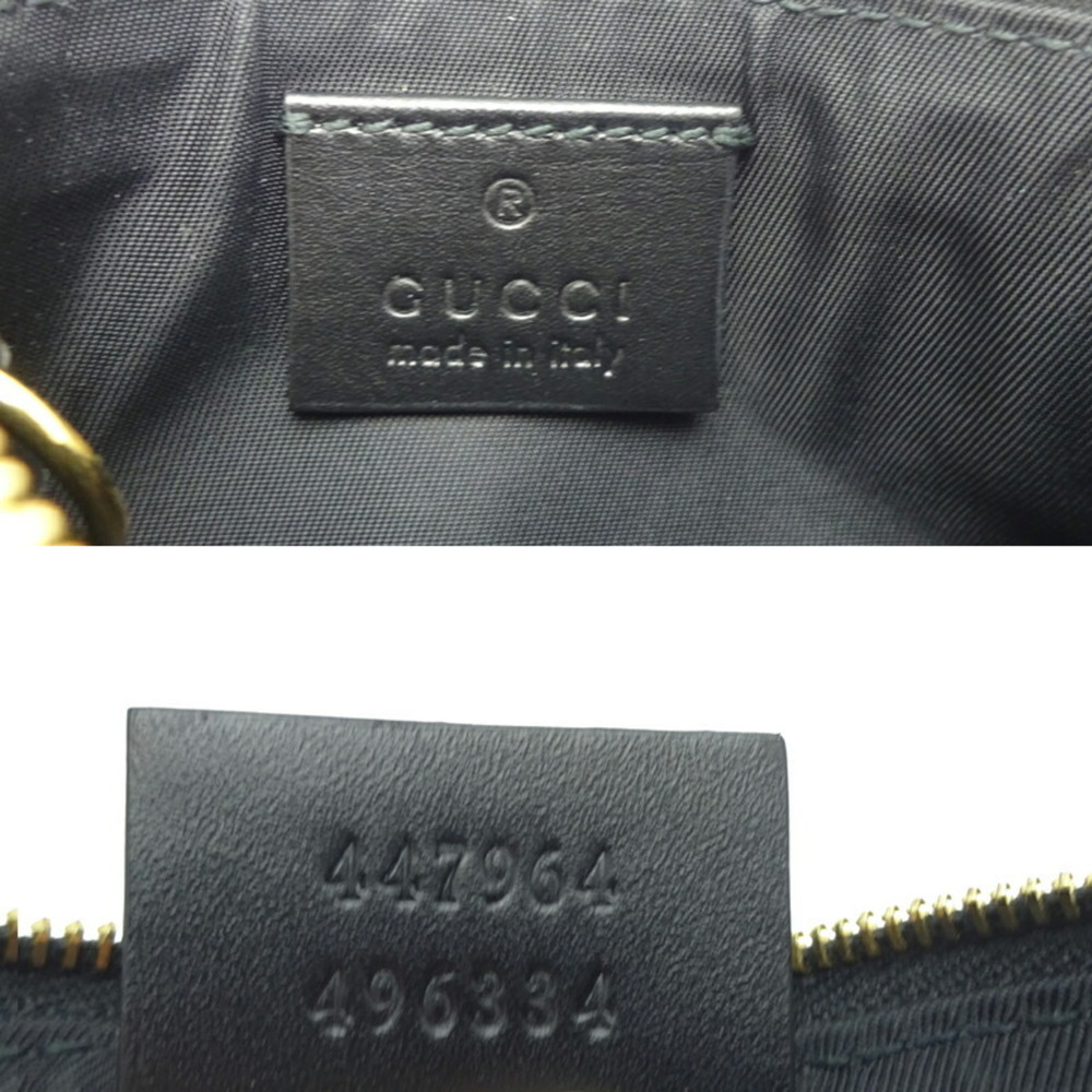 Gucci Coin Case Women's and Men's 447964 Striped Leather Black - Picture 6 of 9